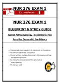 NUR 376 EXAM 1  BLUEPRINT & STUDY GUIDE  Applied Pathophysiology - Concordia St&period; Paul    Pass the Exam with Confidence