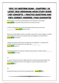 PSYC 101 MIDTERM EXAM &ndash; CHAPTERS 1-8&vert; LATEST 2026 VERSION&vert;48-HOUR STUDY GUIDE &vert; KEY CONCEPTS &plus; PRACTICE QUESTIONS AND 100&percnt; CORRECT ANSWERS &vert; PASS GUARANTEE