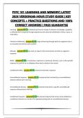 PSYC 101 LEARNING AND MEMORY&vert; LATEST 2026 VERSION&vert;48-HOUR STUDY GUIDE &vert; KEY CONCEPTS &plus; PRACTICE QUESTIONS AND 100&percnt; CORRECT ANSWERS &vert; PASS GUARANTEE Learning - ANSWERa relatively permanent change in behavior&comma; knowledge&comma; capability&comma; or attitude that is acqu