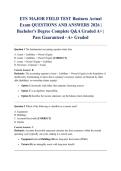 ETS MAJOR FIELD TEST Business Actual Exam QUESTIONS AND ANSWERS 2026 &vert; Bachelor's Degree Complete Q&A Graded A&plus; &vert; Pass Guaranteed - A&plus; Graded