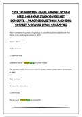 PSYC 101 MIDTERM CRASH COURSE &lpar;SPRING 2026&rpar; &vert; 48-HOUR STUDY GUIDE &vert; KEY CONCEPTS &plus; PRACTICE QUESTIONS AND 100&percnt; CORRECT ANSWERS &vert; PASS GUARANTEE