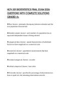 HLTH 501 BIOSTATISTICS FINAL EXAM 2026 QUESTIONS WITH COMPLETE SOLUTIONS GRADED A&plus;
