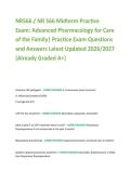 NR566 &sol; NR 566 Midterm Practice   Exam&colon; Advanced Pharmacology for Care  of the Family&vert; Practice Exam Questions  and Answers Latest Updated 2026&sol;2027  &lpar;Already Graded A&plus;&rpar; 