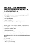 WSET LEVEL 2 WINE CERTIFICATION FINAL REVIEW PAPER 2026 COMPLETE SOLUTIONS GRADED A&plus;