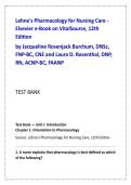 Lehne&rsquo;s Pharmacology for Nursing Care&comma; 12th Edition Test Bank &vert; Nursing Pharmacology Exam Questions with Rationales &vert; NCLEX Pharmacology Practice MCQs &vert; All Chapters Study Guide