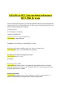Critical Care HESI Exam Prep 2025&ndash;2026 &mdash; Verified Questions & Answers &lpar;A&plus; Grade&rpar;Critical Care HESI Exam &ndash; 2025&sol;2026 &ndash; Practice Questions and Verified Answers