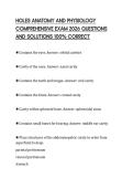 HOLES ANATOMY AND PHYSIOLOGY COMPREHENSIVE EXAM 2026 QUESTIONS AND SOLUTIONS 100&percnt; CORRECT
