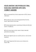HOLES ANATOMY AND PHYSIOLOGY FINAL EXAM 2026 QUESTIONS WITH 100&percnt; CORRECT ANSWERS