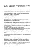 ANT3610 FINAL EXAM QUESTIONS WITH VERIFIED ACCURATE ANSWERS LATEST UPDATED