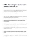 HFMA - Accounting and Finance Exam Questions & Answers