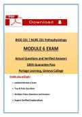 NURS 231&sol;BIOD 331 Pathophysiology &ndash; Module 6 Exam &ndash; Portage Learning &vert; 2026 &sol; 2027 Tested Questions with Correct Answers&comma; A&plus; Graded 100&percnt; Verified
