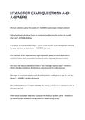 HFMA CRCR EXAM QUESTIONS AND ANSWERS