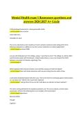 Mental Health Exam 1 &ndash; Rasmussen &vert; Verified Questions and Correct Answers &vert; 2026&sol;2027 A&plus; Grade EditionRasmussen University &mdash; Mental Health Exam 1  Practice Questions & Answers&comma; Verified A&plus; Grade