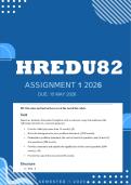 HREDU82 Assignment 1 2026 - Distinction &vert;  Due 15 May 2026