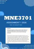 MNE3701 Assignment 1 Semester 2 2026 - Due 20 August 2026