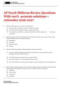 AP Psych Midterm Review Questions With 100&percnt;  accurate solutions &plus; rationales 2026-2027