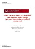SPED 5301 Q11  Survey of Exceptional Learners Case Study&colon; Autism Spectrum Disorder Latest updated version 2026