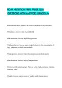 HOSA NUTRITION FINAL PAPER 2026 QUESTIONS WITH ANSWERS GRADED A&plus;