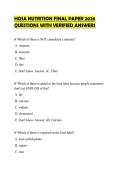 HOSA NUTRITION FINAL PAPER 2026 QUESTIONS WITH VERIFIED ANSWERS