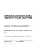 HOSA PHLEBOTOMY EXAM SCRIPT 2026 FULL QUESTIONS AND ANSWERS ALREADY PASSED