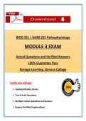 BIOD 331 Pathophysiology Module 3 Exam &vert; Portage Learning &vert; Latest 2026 Update&comma; A&plus; Graded 100&percnt; Verified