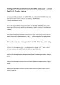 Writing and Professional Communication WPC 300 &lpar;Luque&rpar; &ndash; Concept Quiz 1 & 2 &ndash; Practice Material