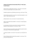Writing and Professional Communication WPC 300 &ndash; Week 6 Quiz &ndash; Practice Material