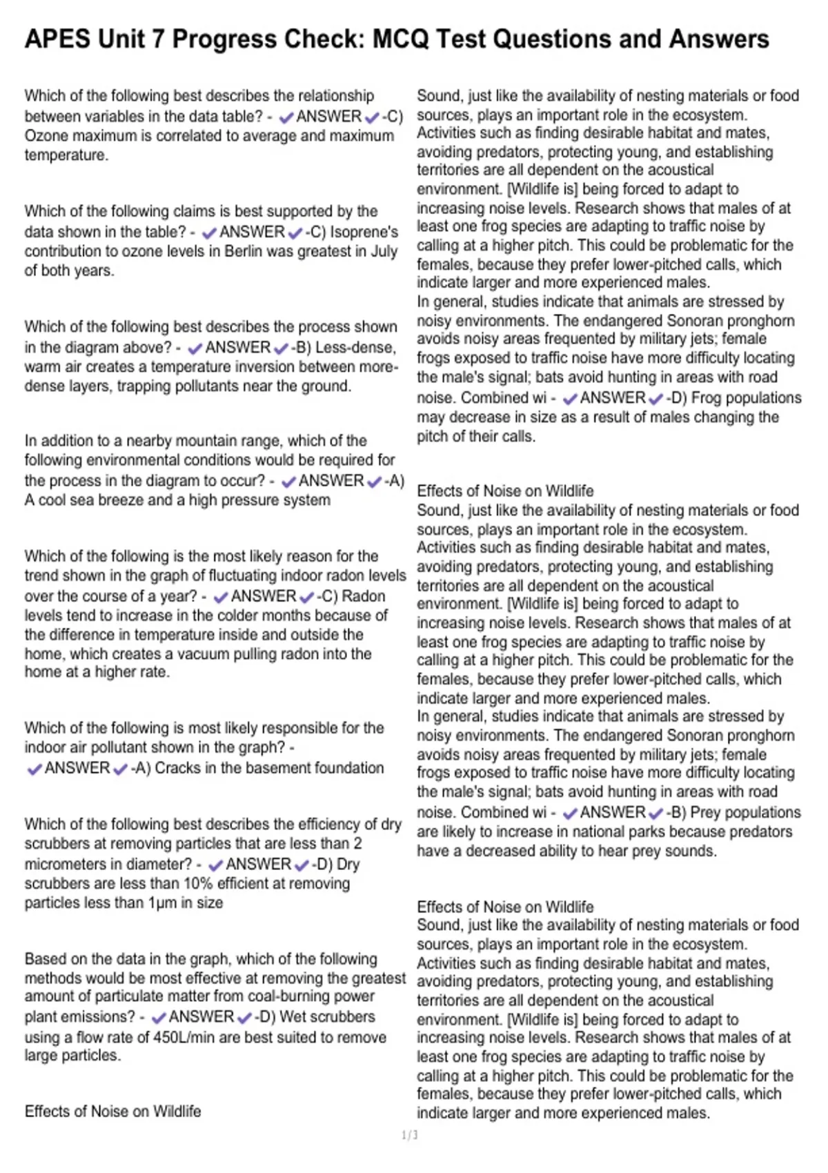 APES Unit 7 Progress Check: MCQ Test Questions and Answers - APES Unit ...