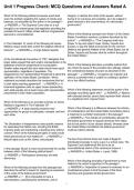 Unit 1 Progress Check&colon; MCQ Questions and Answers Rated A