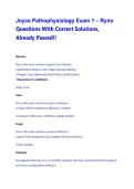 Joyce Pathophysiology Exam 1 &ndash; Ryno Questions With Correct Solutions&comma; Already Passed&excl;&excl;