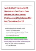 Adobe Certified Professional &lpar;ACP&rpar; &ndash;  Digital Literacy Track Practice Exam  Questions And Correct Answers  &lpar;Verified Answers&rpar; Plus Rationales 2026  Q&A &vert; Instant Download Pdf