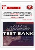 Test Bank for Physical Examination and Health Assessment 4th Canadian Edition &lpar;Jarvis&comma; 2026&rpar; &vert; Comprehensive Questions & Verified Answers &vert; All Chapters 1-31 Covered