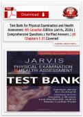 Test Bank for Physical Examination and Health Assessment 4th Canadian Edition &lpar;Jarvis&comma; 2026&rpar; &vert; Comprehensive Questions s Verified Answers &vert; All Chapters 1-31 Covered