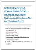 IAEI Lifetime Electrical Inspector  Certification Examination Practice  Questions And Correct Answers  &lpar;Verified Answers&rpar; Plus Rationales 2026  Q&A &vert; Instant Download Pdf
