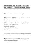 HRM EXAM SCRIPT 2026 FULL QUESTIONS AND CORRECT ANSWERS ALREADY PASSED