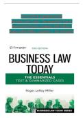 Solution & Answer Guide for Business Law Today &ndash; The Essentials&colon; Text & Summarized Cases&comma; 13th Edition &ndash; Roger LeRoy Miller &vert; Verified Solutions &vert; Latest Update &vert;&vert; Complete A&plus; Guide