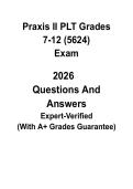 Praxis II PLT Grades 7&ndash;12 &lpar;5624&rpar; 2026 &vert; Principles of Learning & Teaching Practice Exam PDF