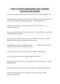 INTRO TO SPORTS MANAGEMENT QUIZ 1 ANSWERS QUESTIONS AND ANSWERS                         