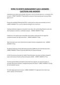 INTRO TO SPORTS MANAGEMENT QUIZ 4 ANSWERS QUESTIONS AND ANSWERS