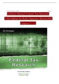 Solution Manual for Federal Tax Research&comma; 13th Edition &ndash; Roby Sawyers & Steven Gill &vert; Verified Solutions &vert; Latest Update &vert; Complete A&plus; Guide