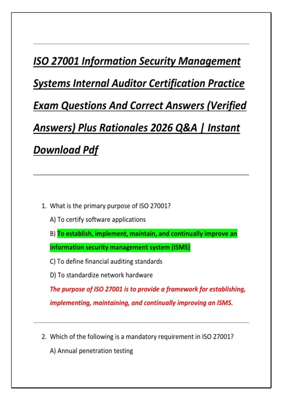 ISO 27001 Information Security Management Systems Internal Auditor ...