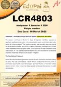 LCR4803 Assignment 1 &lpar;COMPLETE ANSWERS&rpar; Semester 1 2026 - DUE 18 March 2026