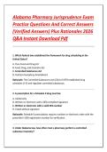 Alabama Pharmacy Jurisprudence Exam  Practice Questions And Correct Answers  &lpar;Verified Answers&rpar; Plus Rationales 2026  Q&A Instant Download Pdf
