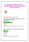 Google Certified Educator Level 2 Exam &ndash;  Recommended Practice Questions with Answers  & Rationales 2026 &vert; pdf