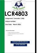 LCR4803 Assignment 1 &lpar;QUALITY ANSWERS&rpar; Semester 1 2026 