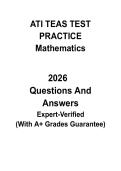 ATI TEAS Mathematics Practice Test 2026 &vert; TEAS 7 Math Questions & Study Guide PDF