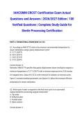 IAHCSMM CRCST Certification Exam Actual Questions and Answers &vert; 2026&sol;2027 Edition &vert; 100 Verified Questions &vert; Complete Study Guide for Sterile Processing Certification
