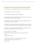 biology 101 Exam questions and correct answers 