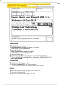 2025 Pearson Edexcel Level 1&sol;Level 2 GCSE &lpar;9&ndash;1&rpar; Design and Technology 1DT0&sol;1B  COMPONENT 1&colon; Papers and Boards   Verified Question paper with Marking Scheme combined