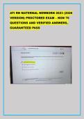 ATI RN MATERNAL NEWBORN 2023 &lpar;2026 VERSION&rpar; PROCTORED EXAM &ndash; NGN 70 QUESTIONS AND VERIFIED ANSWERS&comma; GUARANTEED PASS